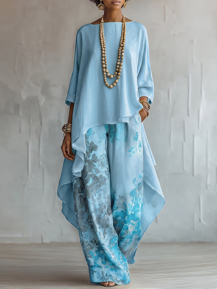 Luftiges Damen Zweiteiler Set mit floraler Hose