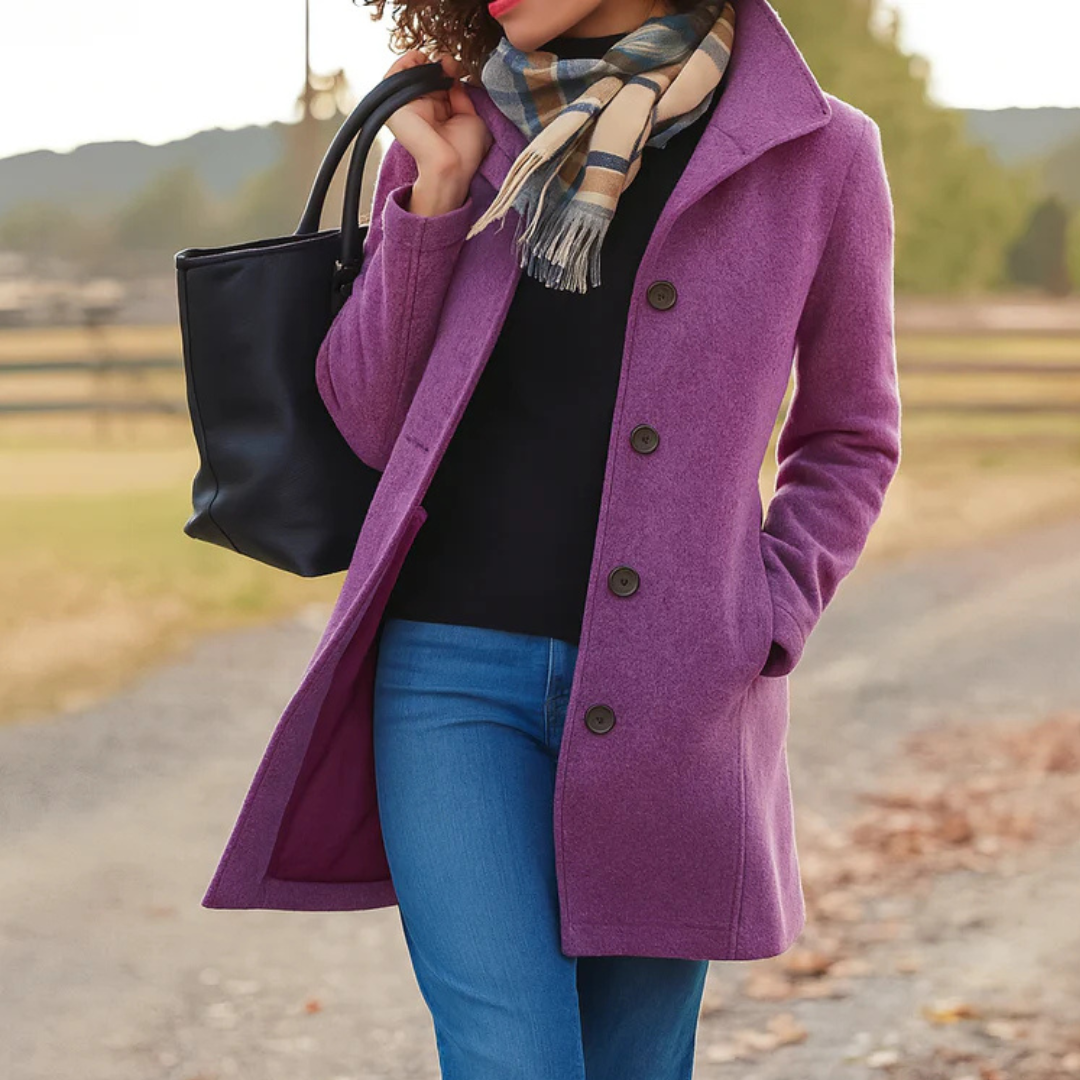 Eleganter Klassischer Damen Wintermantel mit Knopfleiste