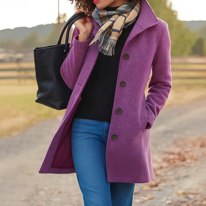Eleganter Klassischer Damen Wintermantel mit Knopfleiste