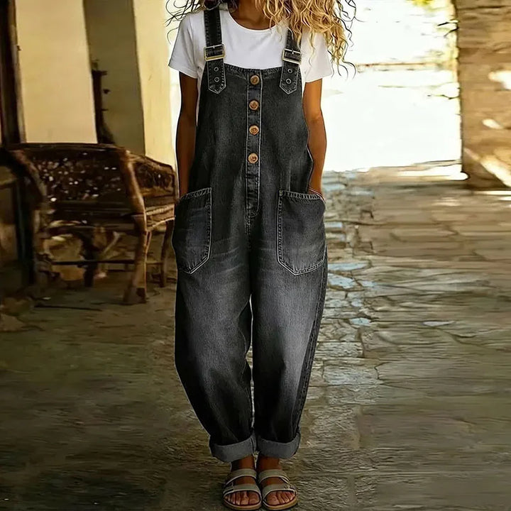 Weicher Vintage Damen Denim-Overall mit verstellbaren Trägern