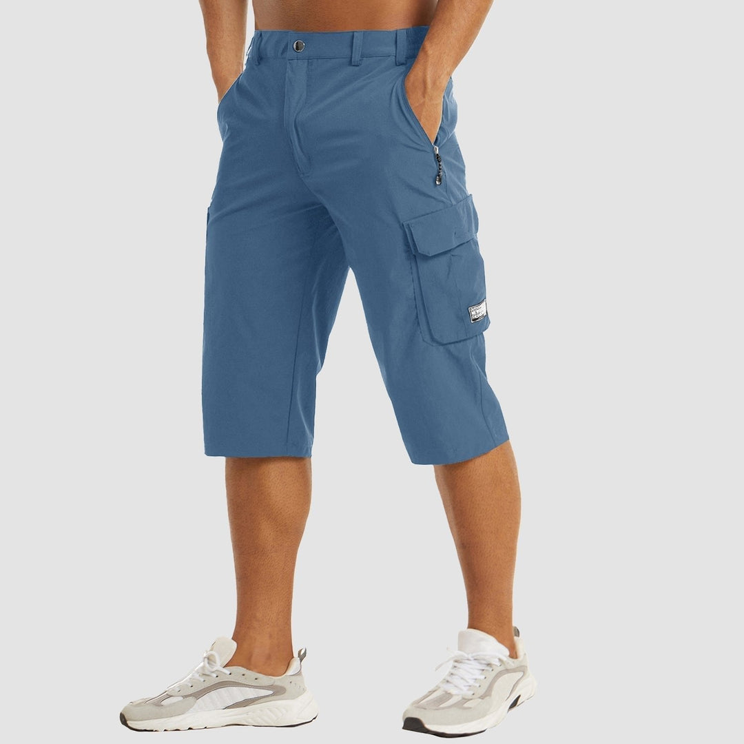 Herren Knielange Cargo Shorts mit Seitentaschen - Light Blue