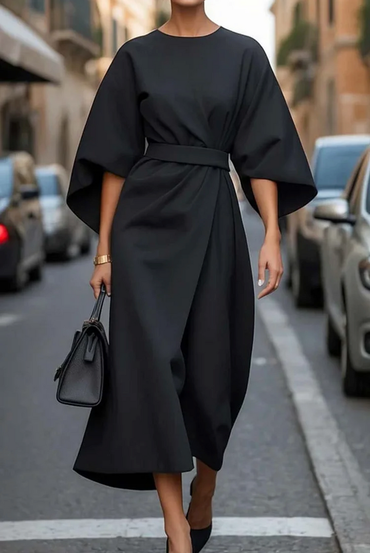 Elegantes Damen Midi-Kleid mit Laternenärmeln