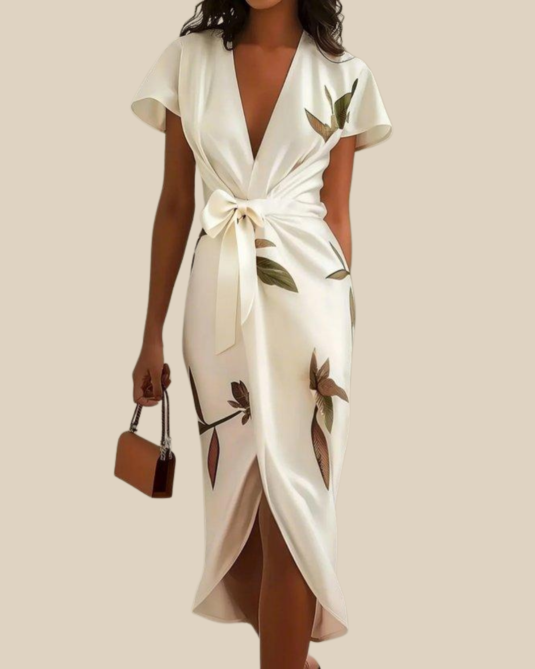 Midikleid mit botanischem Wickeldesign