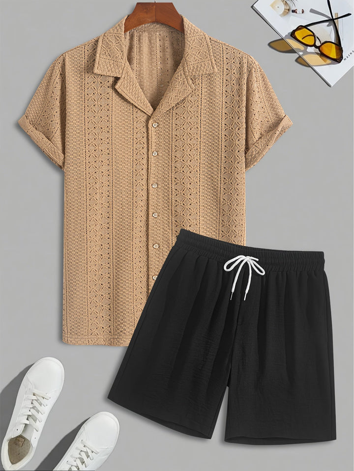 Lässiges Jacquard Herren Kurzarm-Set
