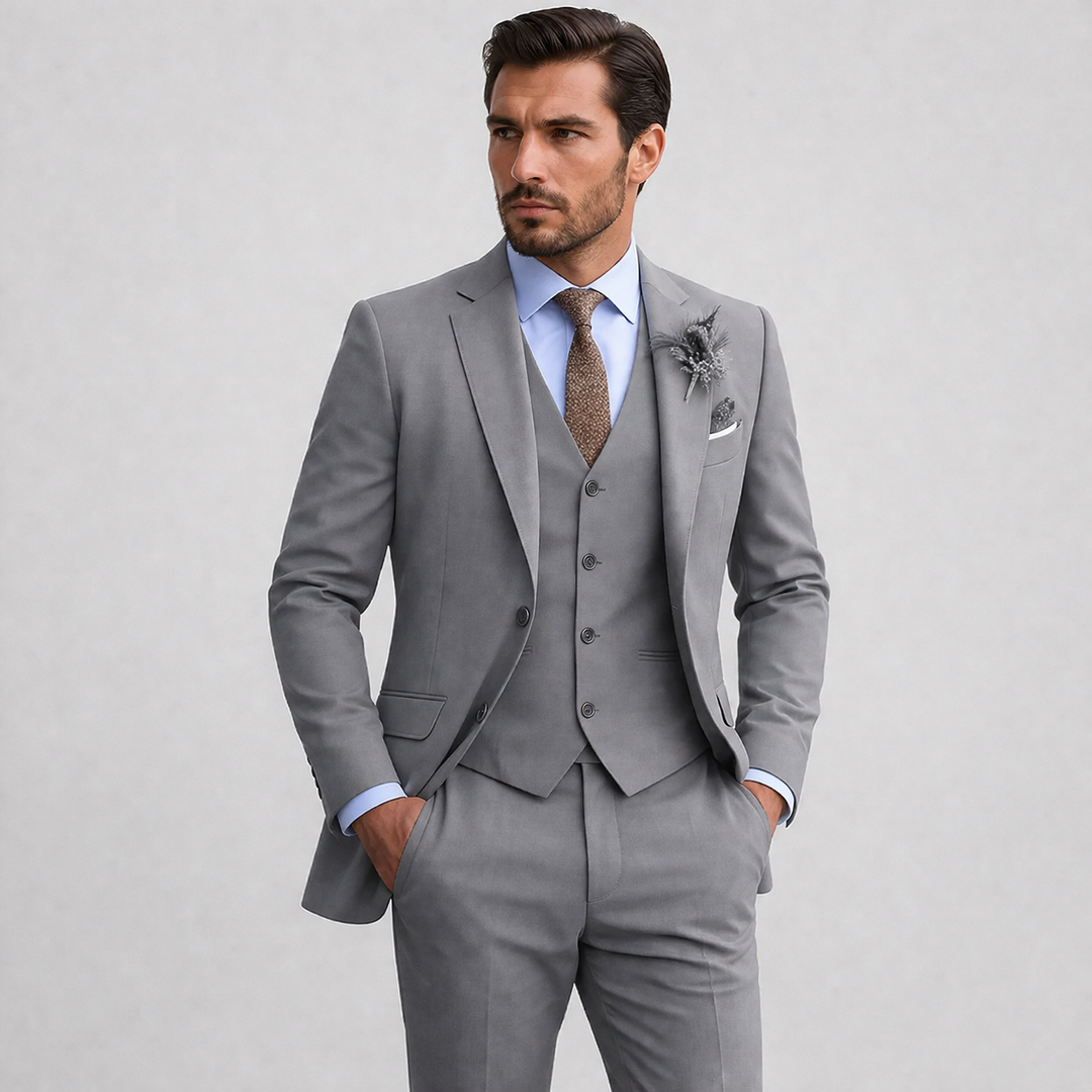 Eleganter Slim-Fit Herren Dreiteiliger Anzug