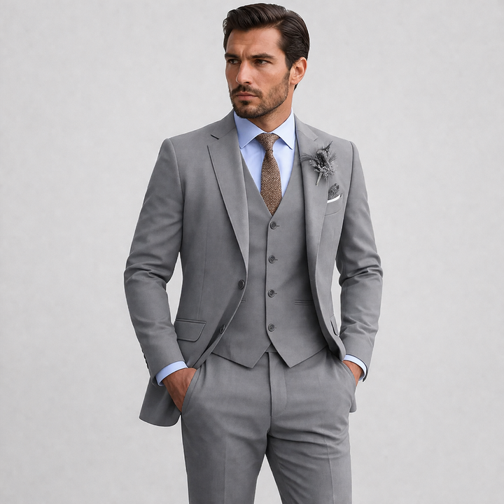 Eleganter Slim-Fit Herren Dreiteiliger Anzug