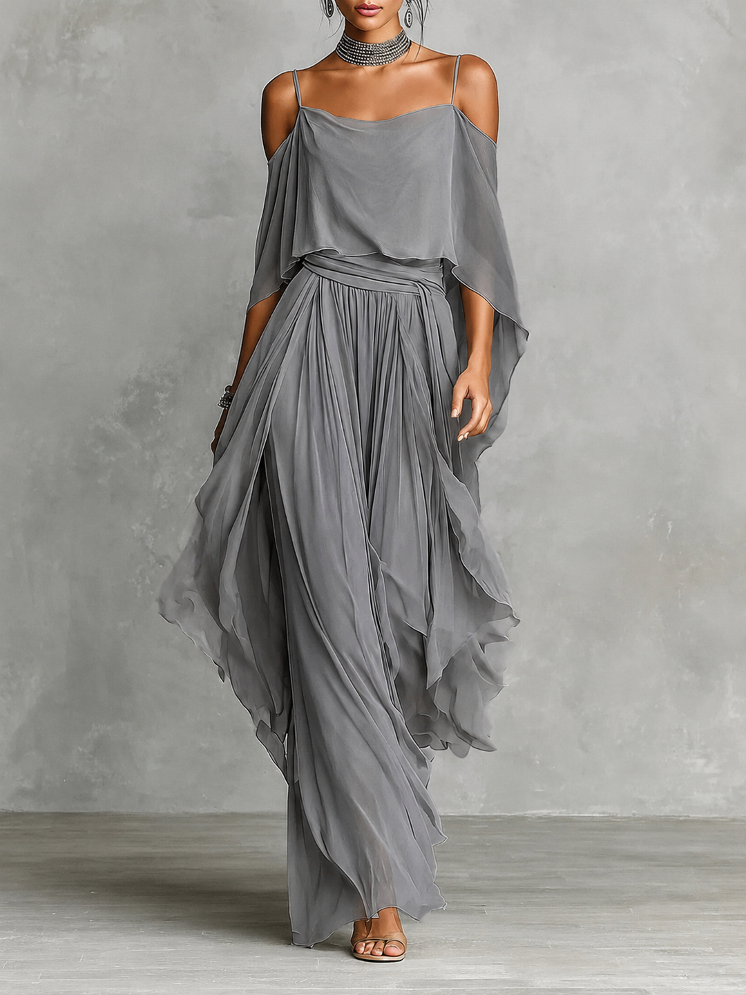 Elegantes Chiffon Damen Set