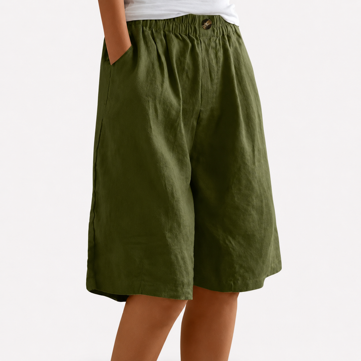 Bequeme Luftige Damen Leinen-Bermudashorts