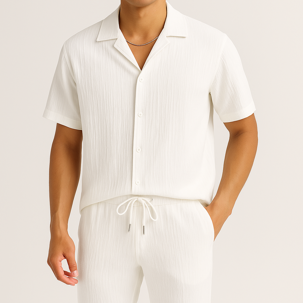 Lässiges Herren Zweiteiliges Lounge-Set aus Ripp-Jersey