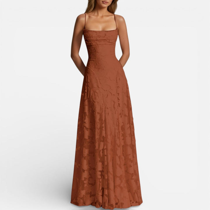Elegantes Ausgestelltes Damen Maxikleid mit Spaghettiträgern