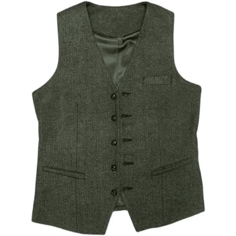 Eleganter Klassischer Herren Dreiteiliger Tweed Anzug
