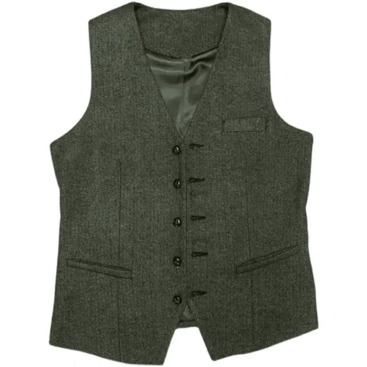 Eleganter Klassischer Herren Dreiteiliger Tweed Anzug