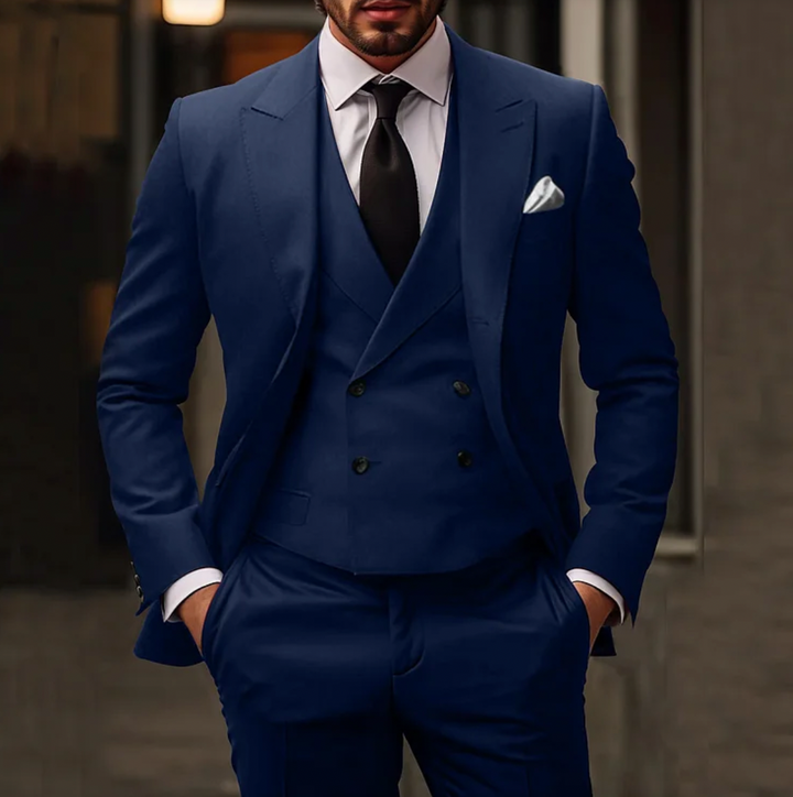 Eleganter 3-Teiliger Herren Anzug mit Sakko, Weste und Hose