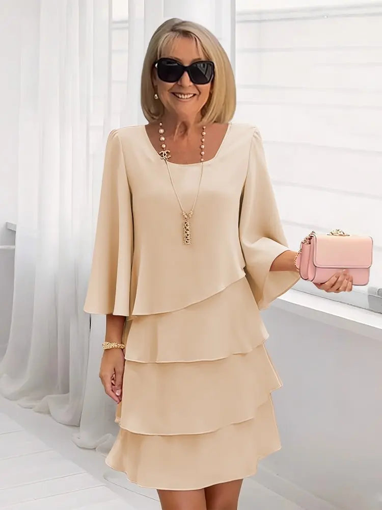 Elegantes Fließendes Damen Kleid mit Volants