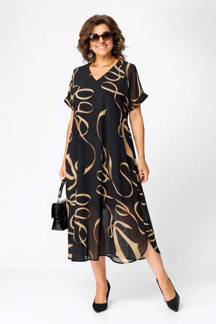 Elegantes Fließendes Damen Chiffon-Midikleid