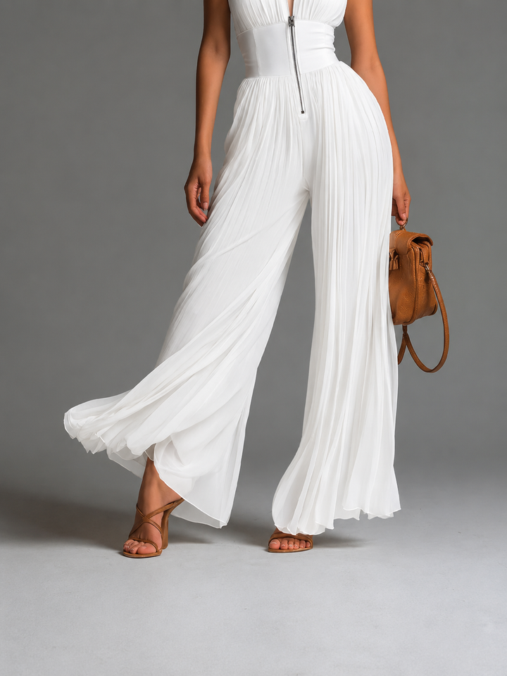 Eleganter Femininer Damen Neckholder-Jumpsuit mit weitem Bein