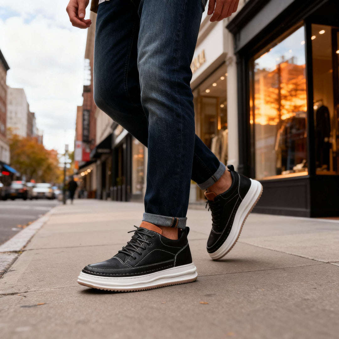 Moderne Bequeme Herren Leder-Sneaker