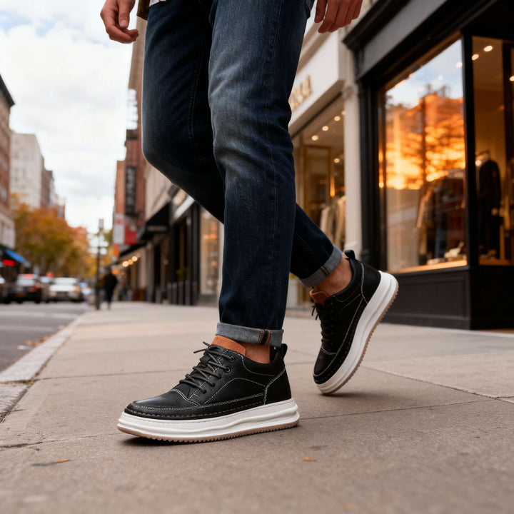 Moderne Bequeme Herren Leder-Sneaker
