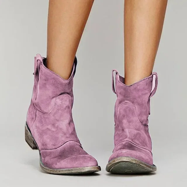 Vintage Western Damen Stiefeletten aus Leder