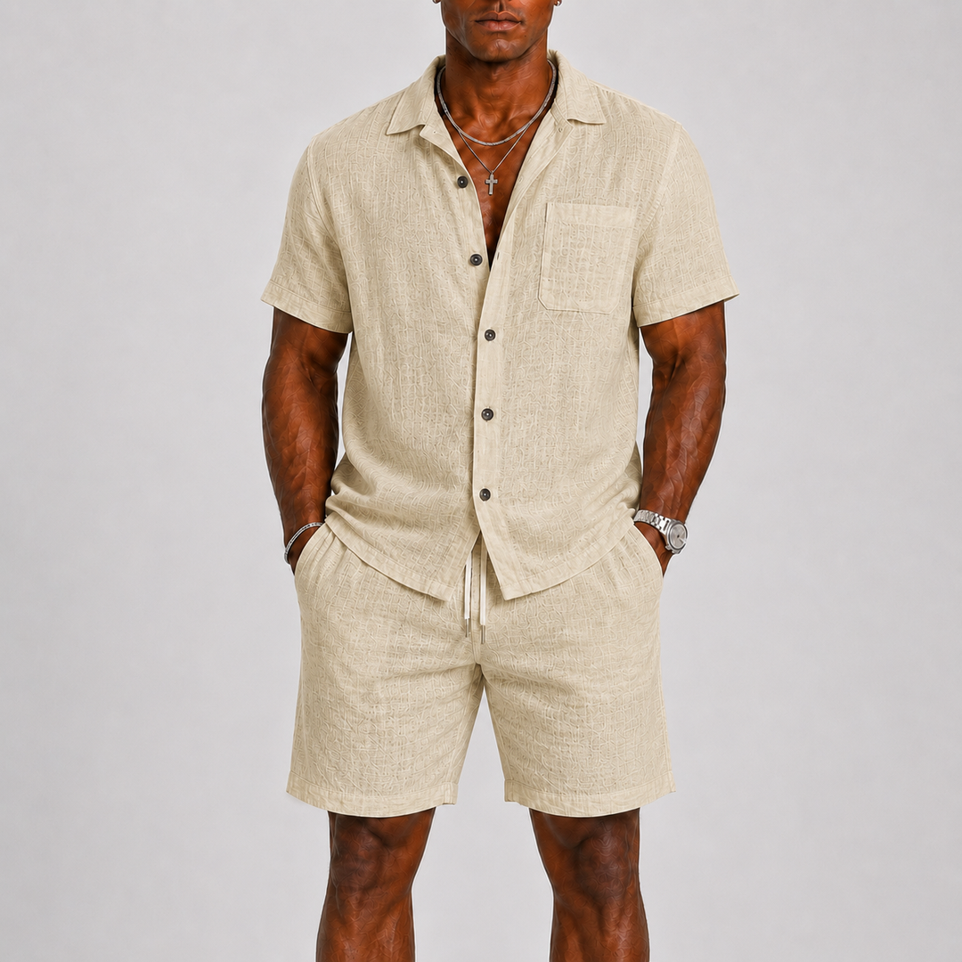 Leichtes Sommerliches Herren Leinen-Set