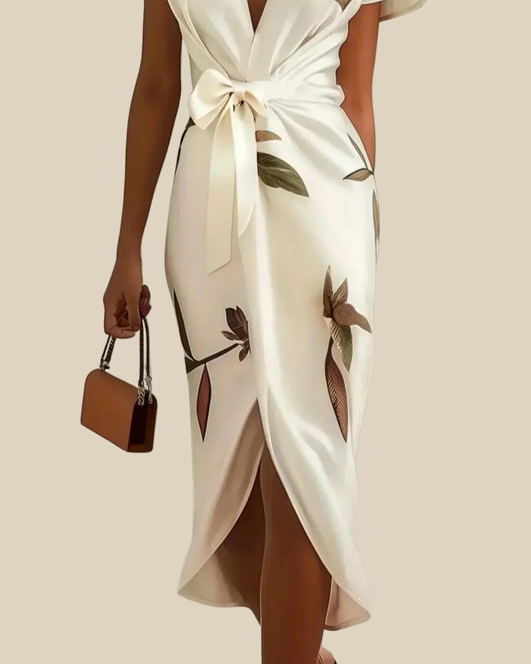 Midikleid mit botanischem Wickeldesign
