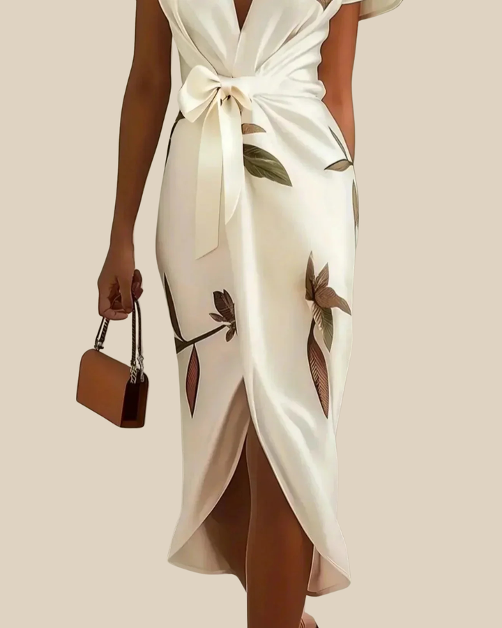 Midikleid mit botanischem Wickeldesign