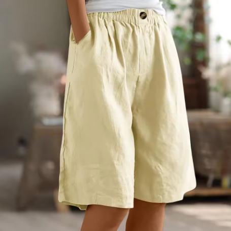 Bequeme Luftige Damen Leinen-Bermudashorts