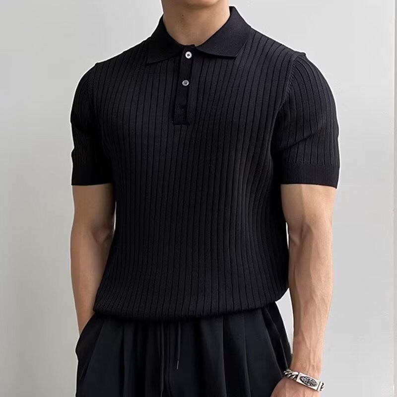 Elegantes Gestricktes Herren Poloshirt aus Baumwolle