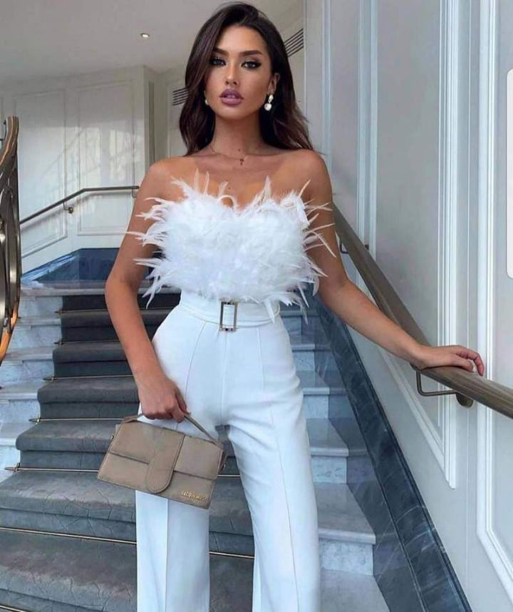 Eleganter Damen Jumpsuit mit Bandeau-Oberteil