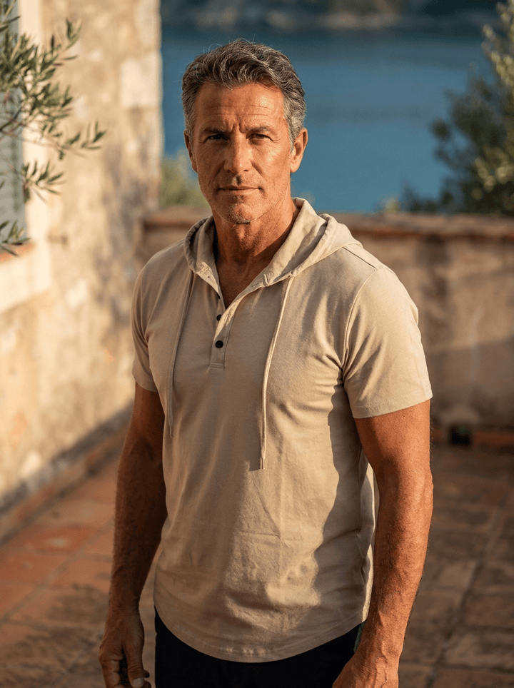 Lässiges Herren Kapuzen-Henleyshirt