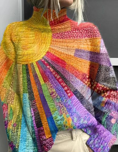 Bunte Damen Rollkragenpullover