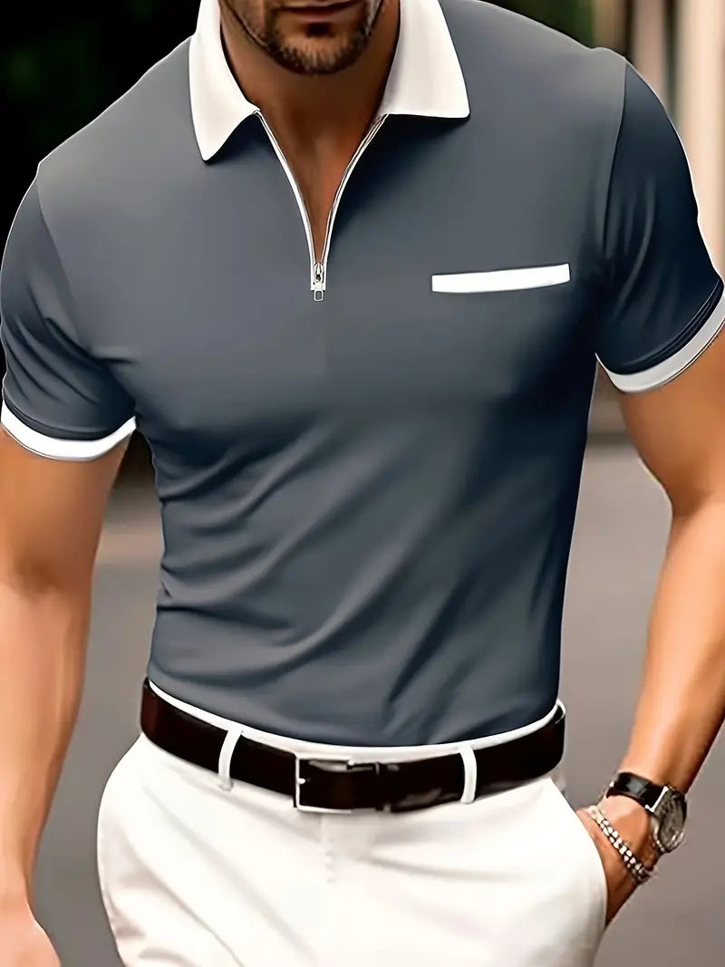 Atmungsaktives Sportliches Herren V-Ausschnitt Golfshirt