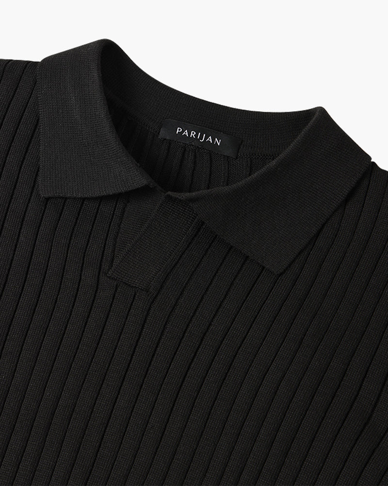 Klassisches Langarm Herren V-Ausschnitt Poloshirt