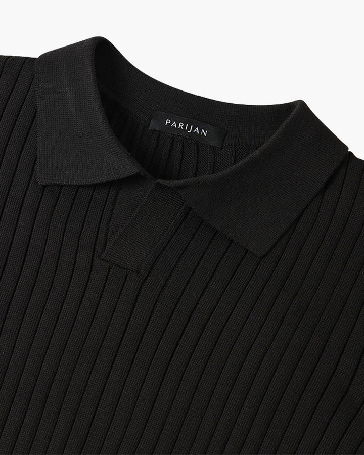 Klassisches Langarm Herren V-Ausschnitt Poloshirt