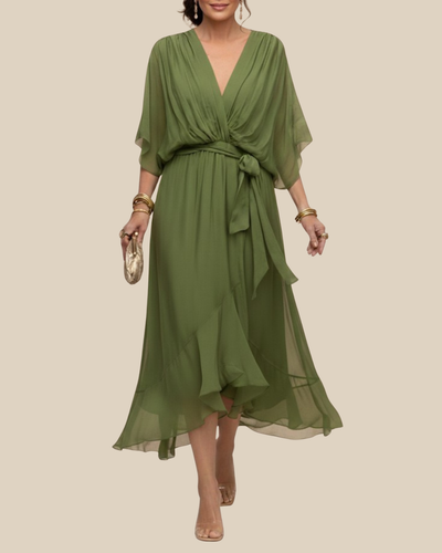 Chiffon-Wickelkleid in Midilänge