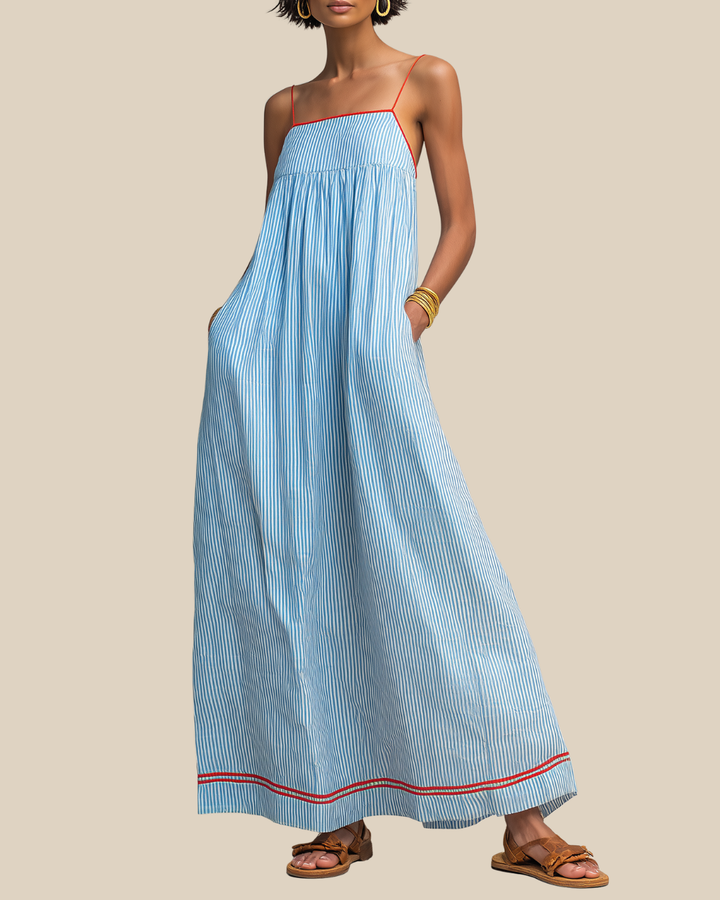 Luftiges Gestreiftes Damen Maxikleid