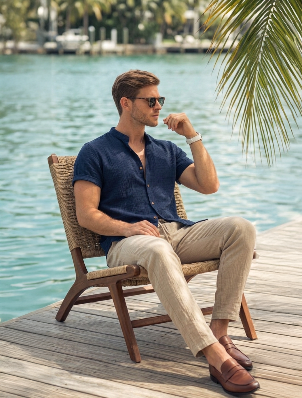 Leichtes Sommerliches Herren Zweiteiler-Set