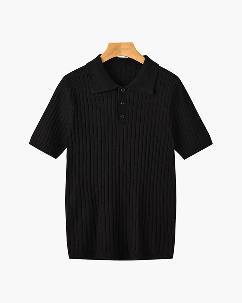 Elegantes Gestricktes Herren Poloshirt aus Baumwolle