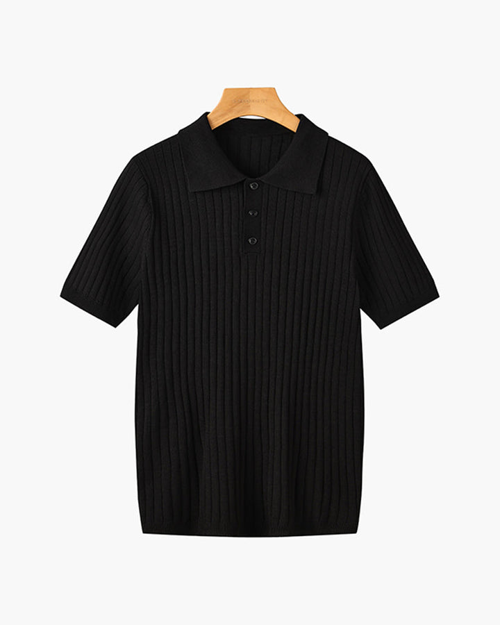 Elegantes Gestricktes Herren Poloshirt aus Baumwolle