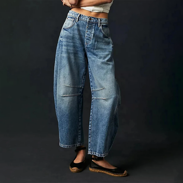 Bequeme Vielseitige Damen Jeans mit Weitem Bein