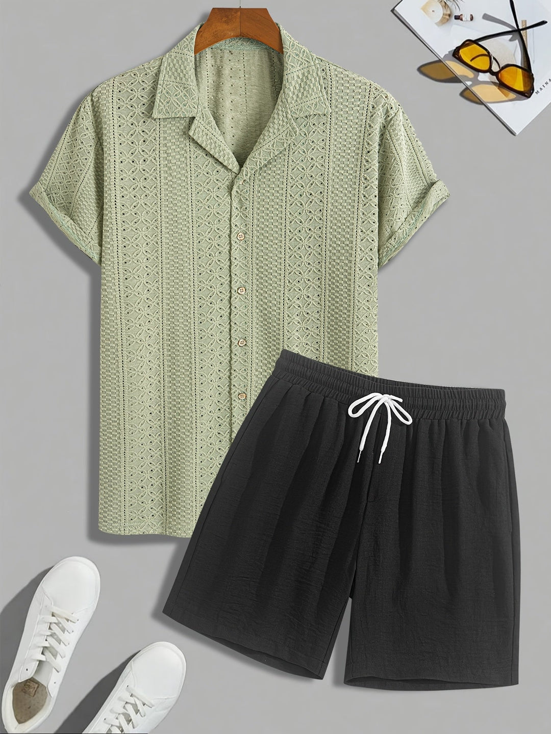 Lässiges Jacquard Herren Kurzarm-Set