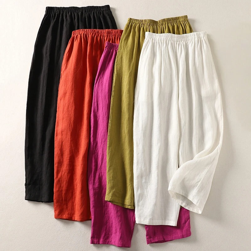 Fließende Leichte Damen Baumwoll-Leinen-Hose