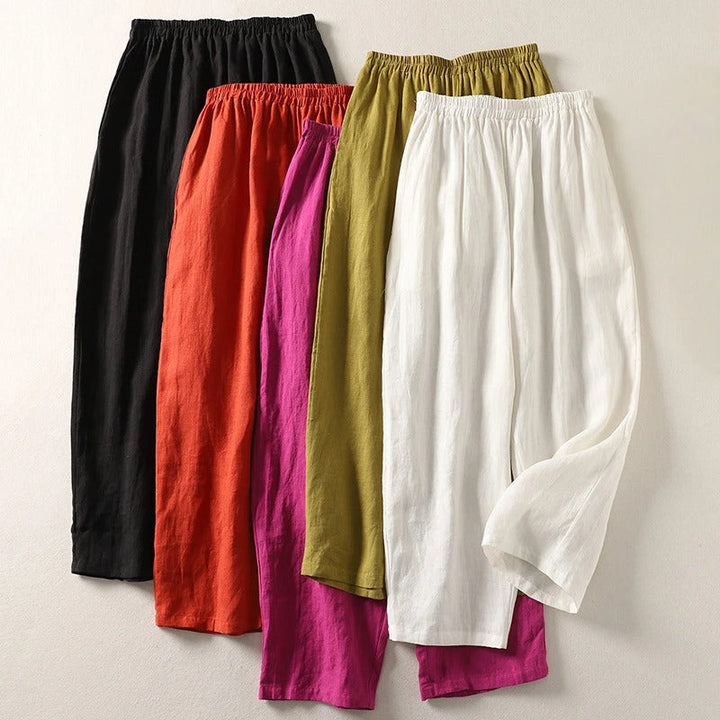 Fließende Leichte Damen Baumwoll-Leinen-Hose