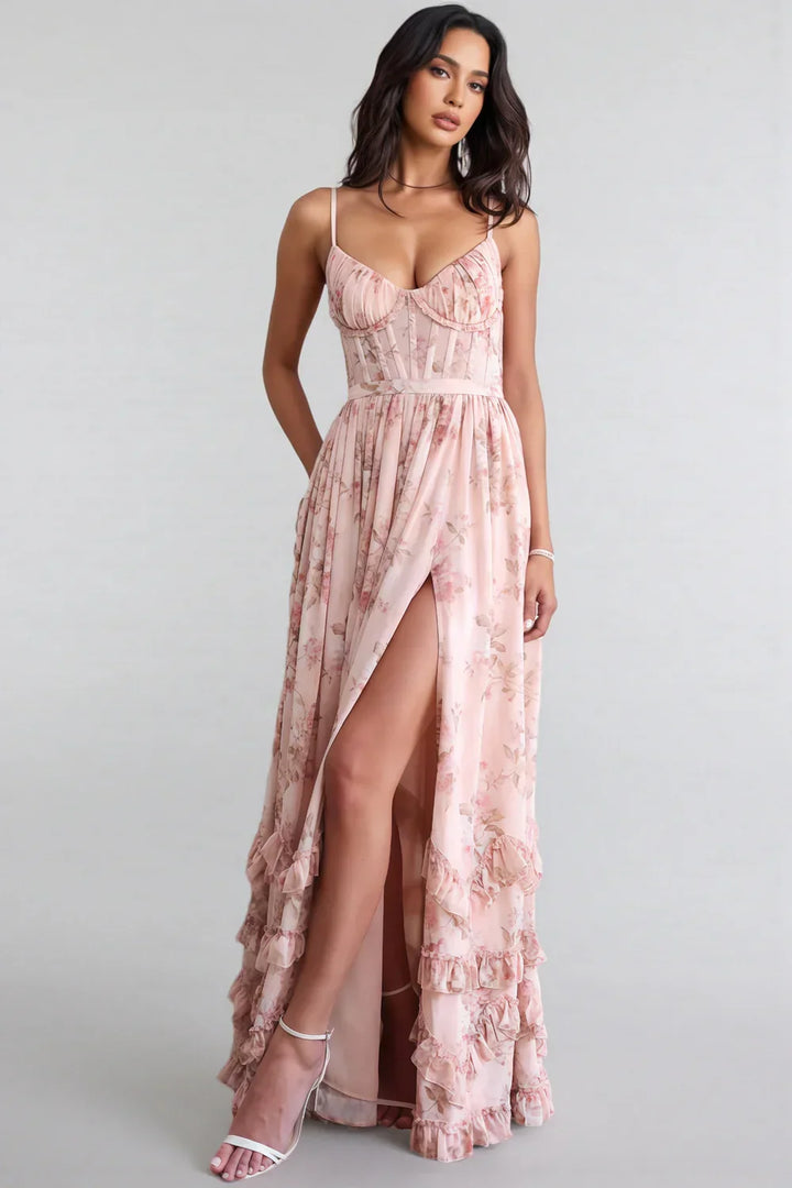 Elegantes Fließendes Damen Sommerkleid mit Rüschen