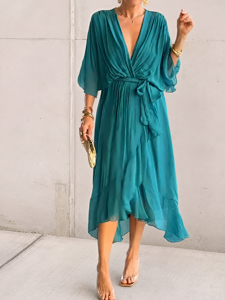 Chiffon-Wickelkleid in Midilänge