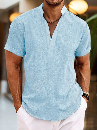 Elegantes Bequemes Herren Poloshirt mit V-Ausschnitt