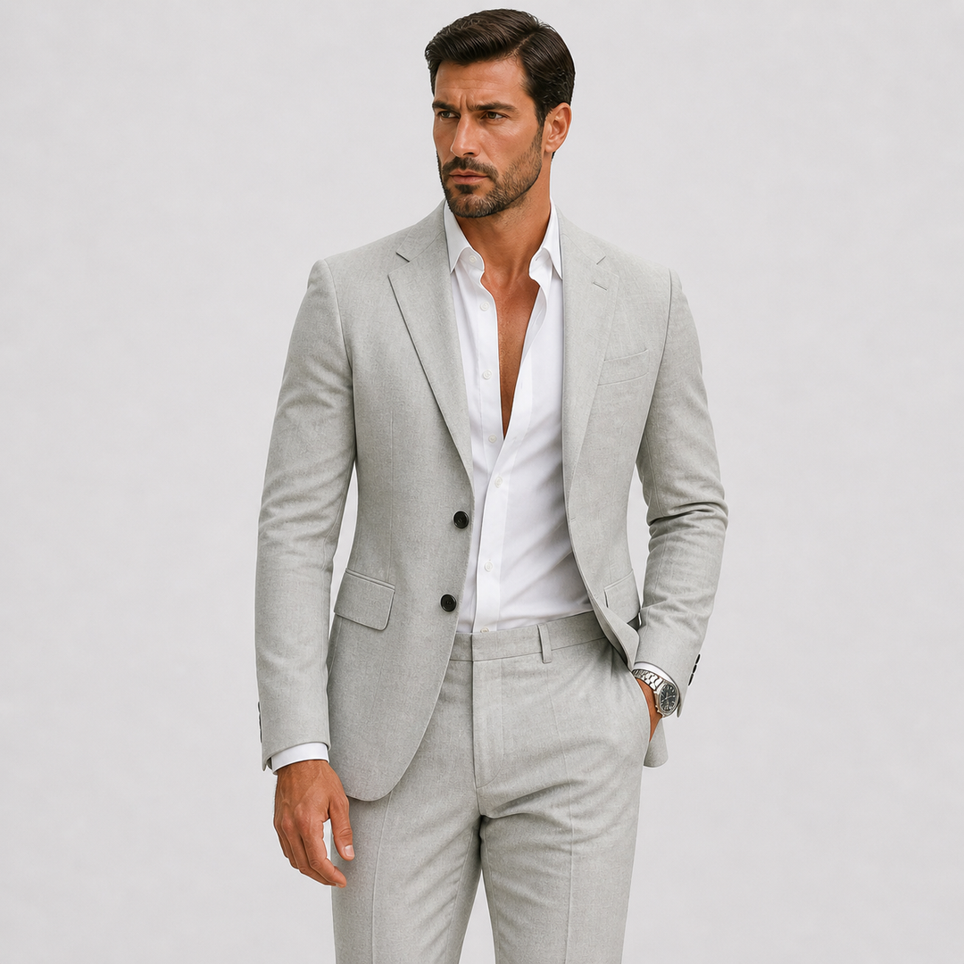Eleganter Atmungsaktiver Herren Leinenanzug