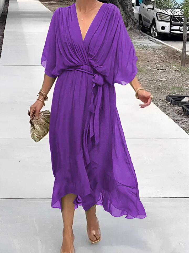 Chiffon-Wickelkleid in Midilänge