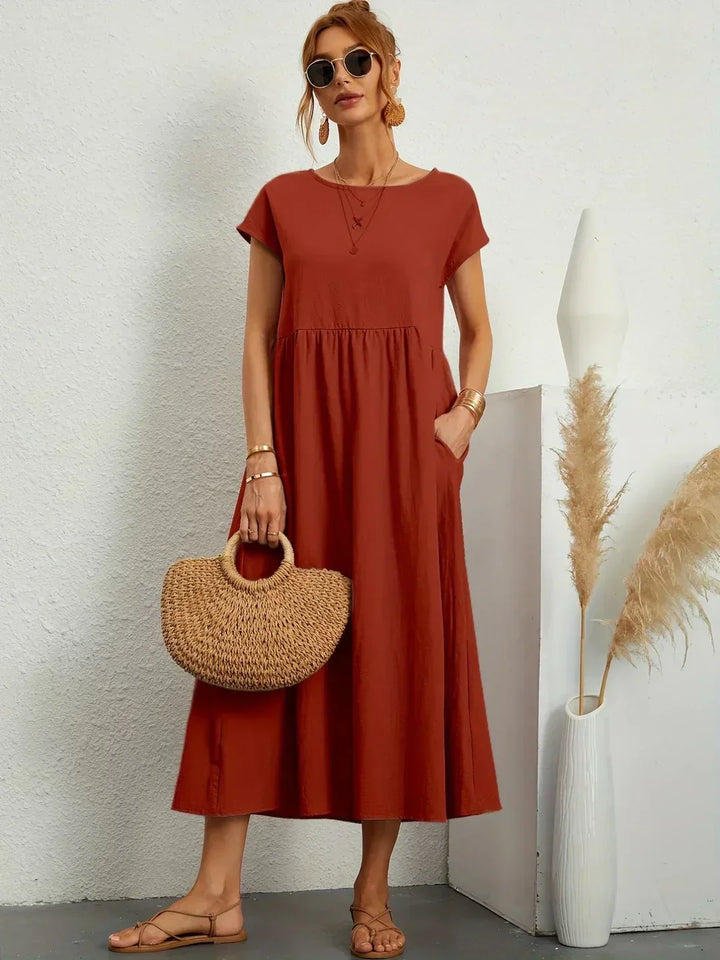 Elegantes Fließendes Damen Midikleid