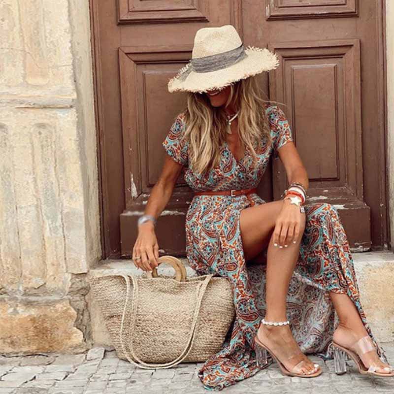 Sommerliches Fließendes Damen Boho-Kleid